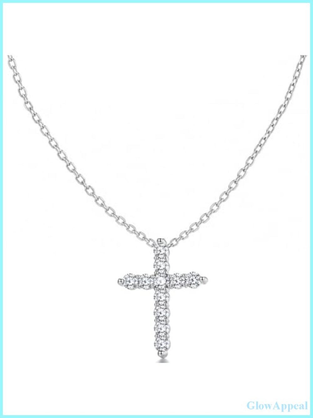 Stainless Steel Cubic Zirconia Cross Pendant Necklace 16-18"